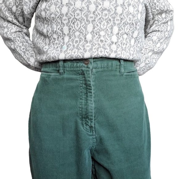 Vintage 90s Army Green Corduroy Mom Jeans High Waist Tapered Leg Sz 14 X 30‎ - Picture 3 of 11